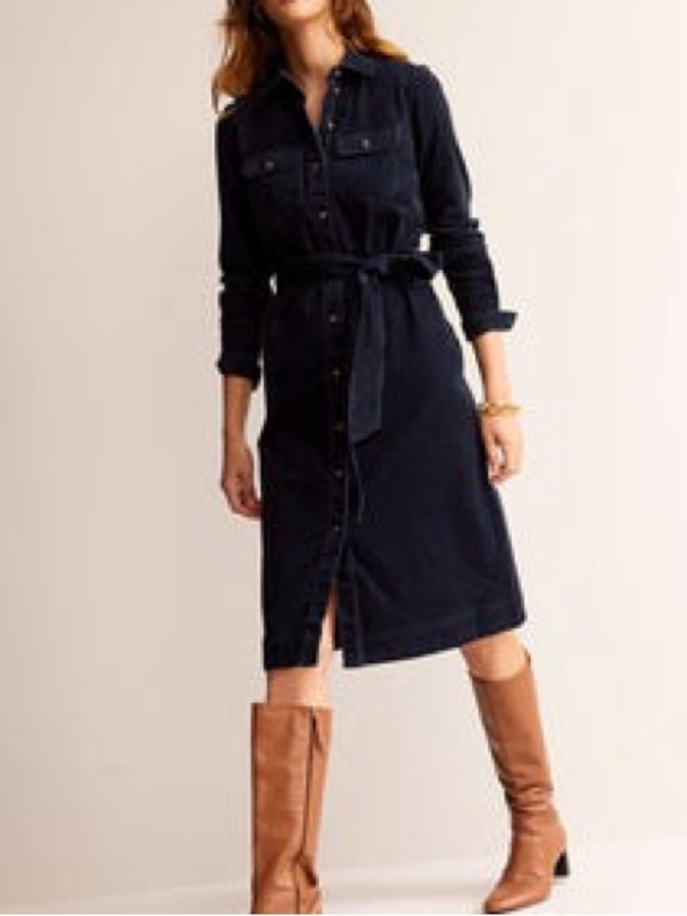 BODEN Eloise Corduroy Shirt Dress Size: 6L